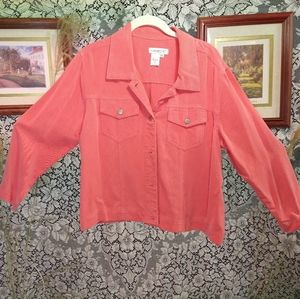 Coldwater Creek pink cropped trucker jacket soft 100% tencel® lyocell material